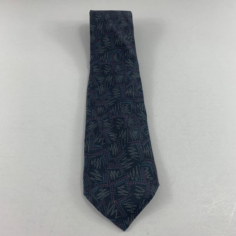 Pacc Black Abstract Men's Tie 3 1/2" x 58" Vintage